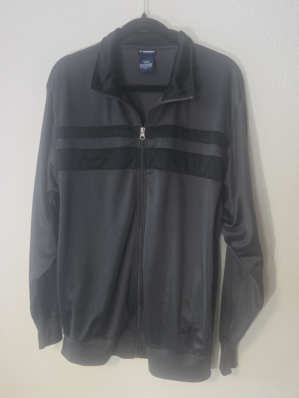 Men's Norictrack Charcoal Lightweight Full-Zip Jacket with Chest Stripe